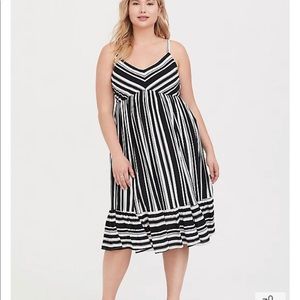 Torrid BLACK & WHITE STRIPE CHALLIS MIDI DRESS 2X 18/20 used